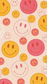 smiley faces on a beige background